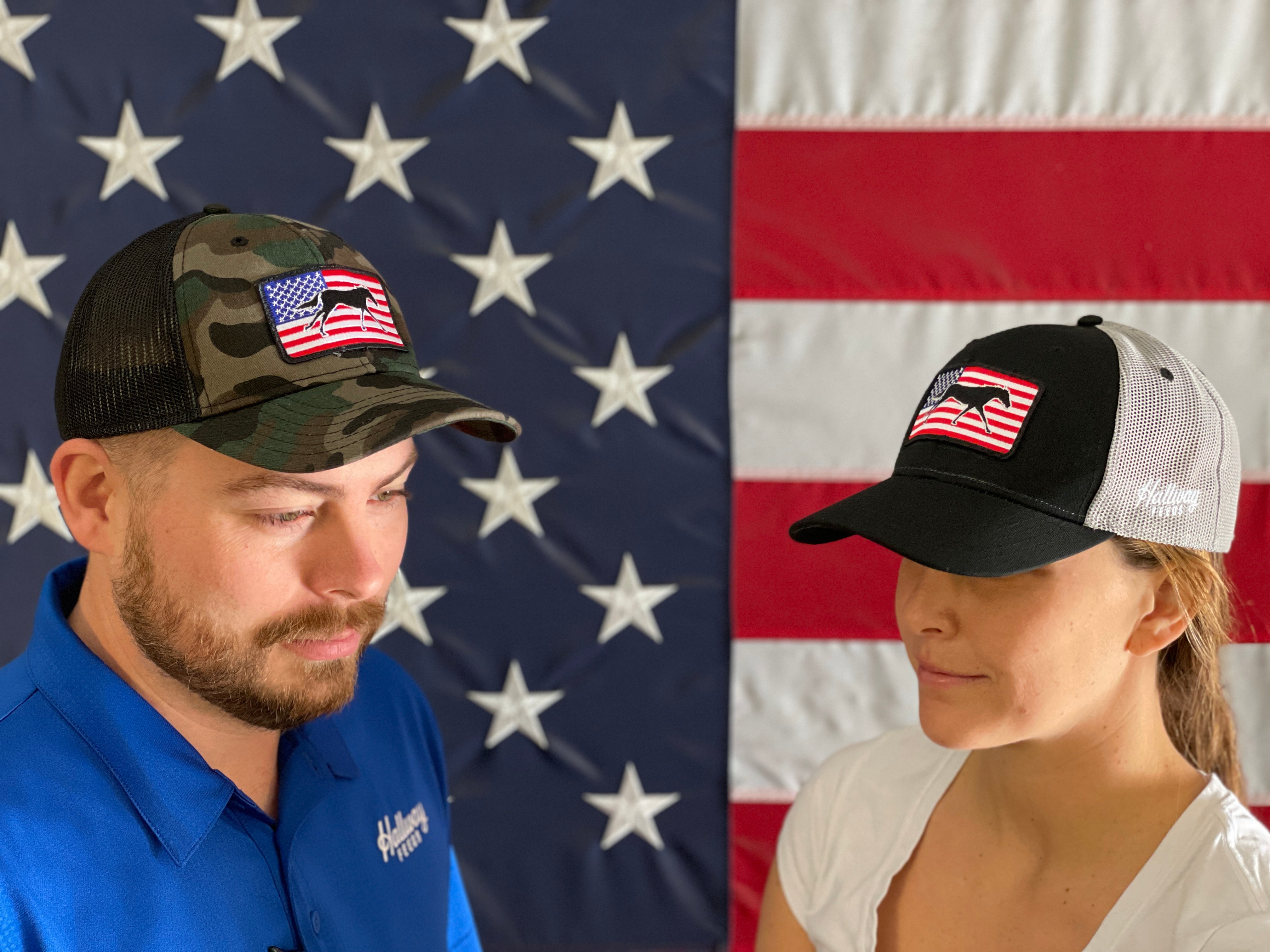 American Flag Patch Hat - Black